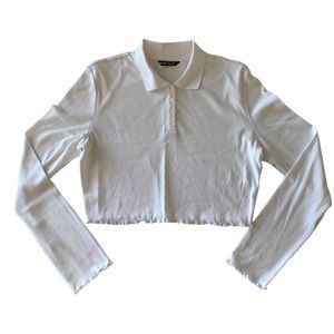 Long sleeve ribbed cropped top, size XL